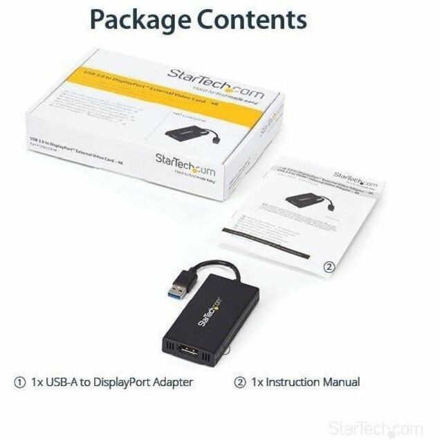 StarTech.com USB 3.0 to DisplayPort Adapter, 4K 30Hz UHD, USB to DP Display Adapter, External Video/Graphics Card for Mac & Windows