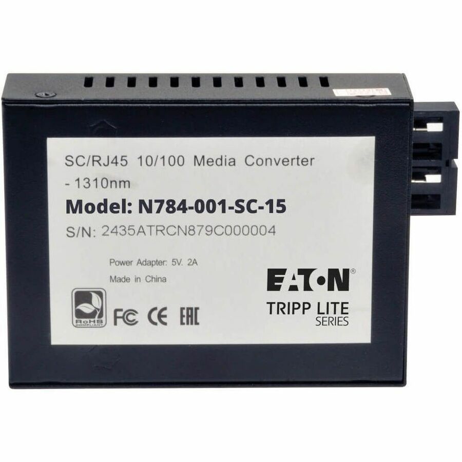 Eaton Tripp Lite Series 10/100 SC Singlemode Fiber to Ethernet Media Converter, 15km, 1310nm