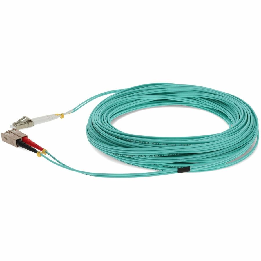 AddOn 40m LC (Male) to SC (Male) Aqua OM3 Duplex Fiber OFNR (Riser-Rated) Patch Cable