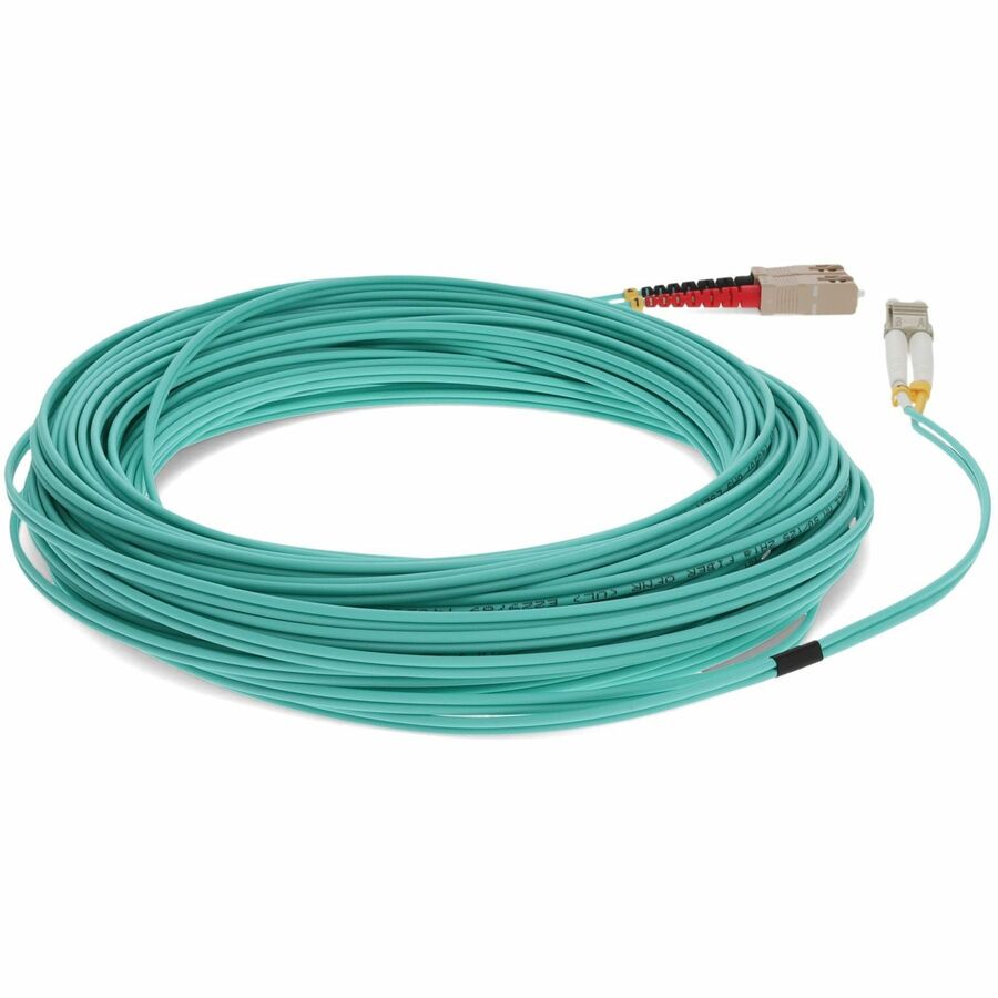 AddOn 40m LC (Male) to SC (Male) Aqua OM3 Duplex Fiber OFNR (Riser-Rated) Patch Cable
