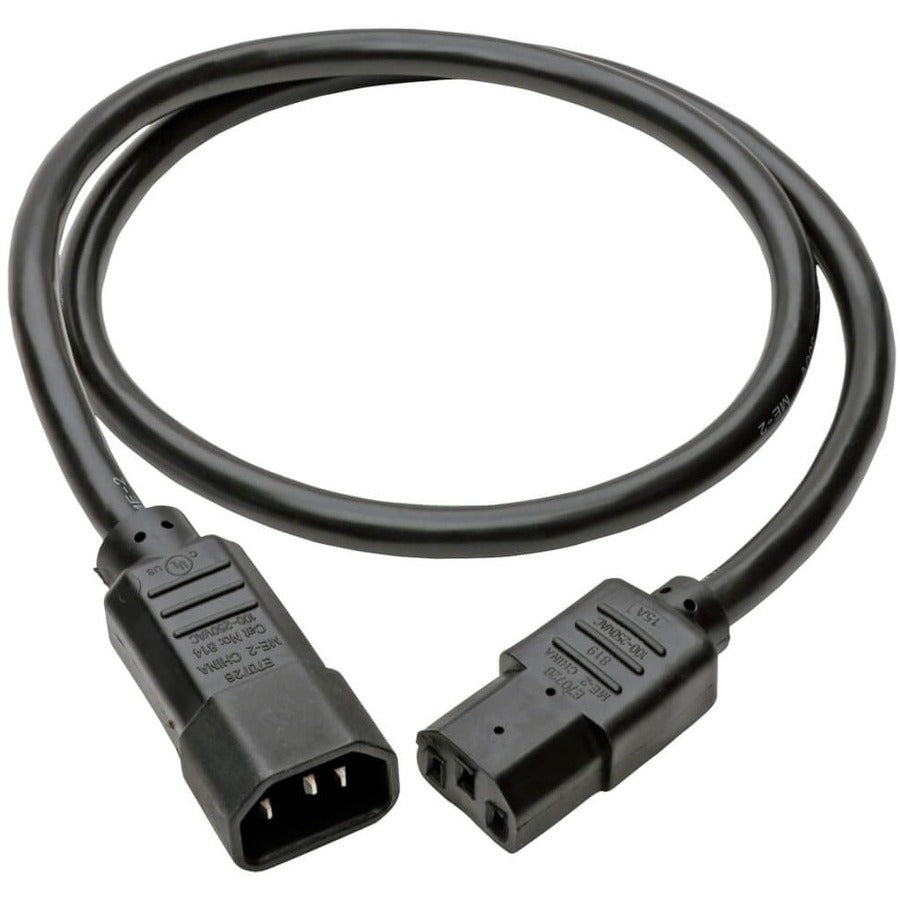 Eaton Tripp Lite Series Heavy-Duty PDU Power Cord, C13 to C14 - 15A, 250V, 14 AWG, 3 ft. (0.91 m), Black