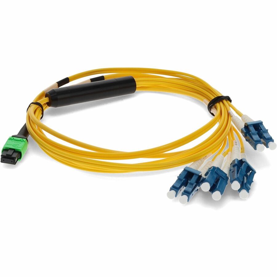 AddOn 5m Arista Networks CAB-M12P4LC-S5 Compatible MPO (Female) to 8xLC (Male) 8-Strand Yellow OS2 OFNR (Riser-Rated) Fiber Fanout Cable