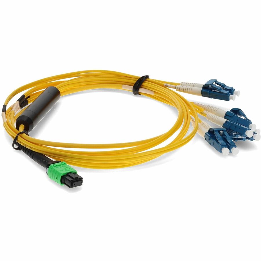 AddOn 5m Arista Networks CAB-M12P4LC-S5 Compatible MPO (Female) to 8xLC (Male) 8-Strand Yellow OS2 OFNR (Riser-Rated) Fiber Fanout Cable