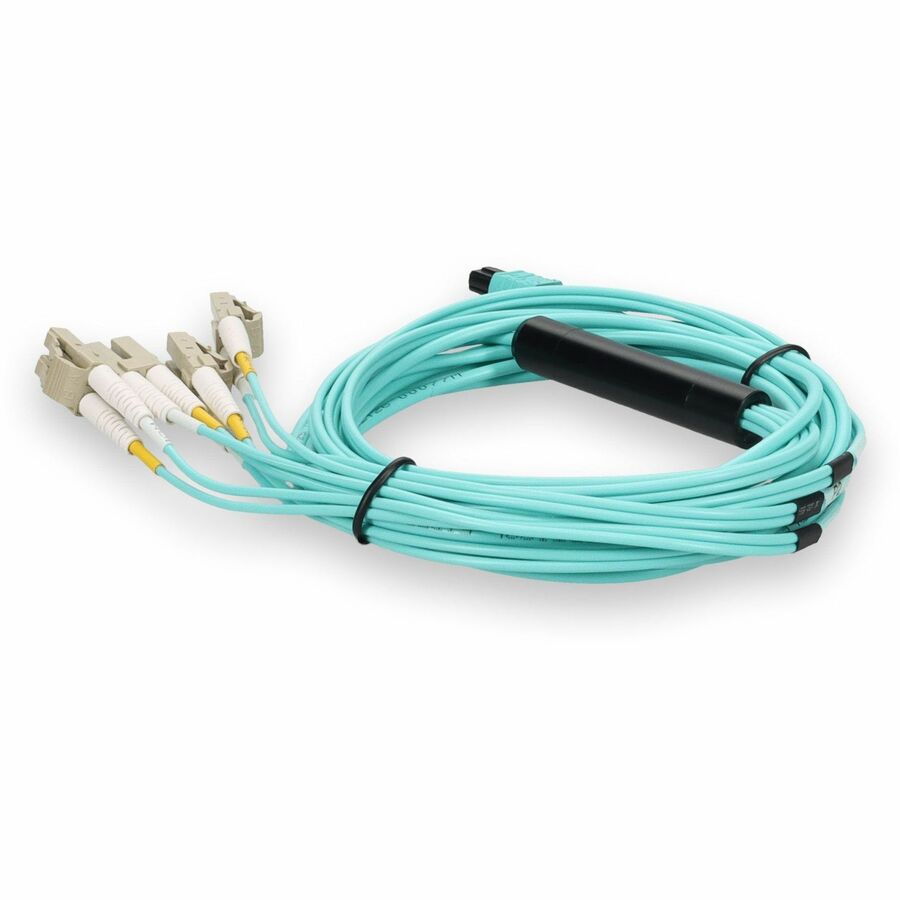 AddOn 3m Juniper Networks MTP-4LC-M3M Compatible MPO (Female) to 8xLC (Male) 8-Strand Aqua OM3 Fiber Fanout Cable
