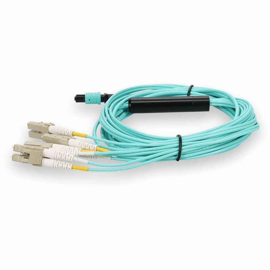 AddOn 3m Juniper Networks MTP-4LC-M3M Compatible MPO (Female) to 8xLC (Male) 8-Strand Aqua OM3 Fiber Fanout Cable