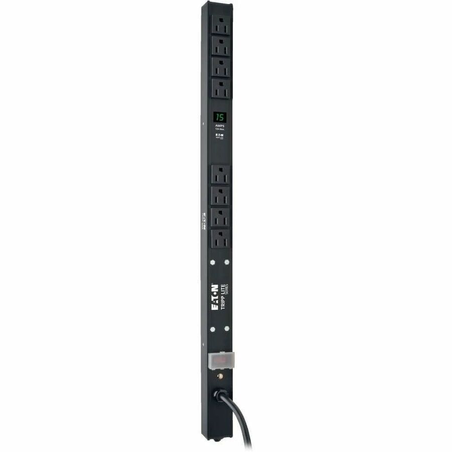 Eaton Tripp Lite Series 1.5kW Single-Phase Local Metered PDU, 100-127V Outlets (8 5-15R), 5-15P, 15 ft. (4.57 m) Cord, 0U Vertical, 24 in.