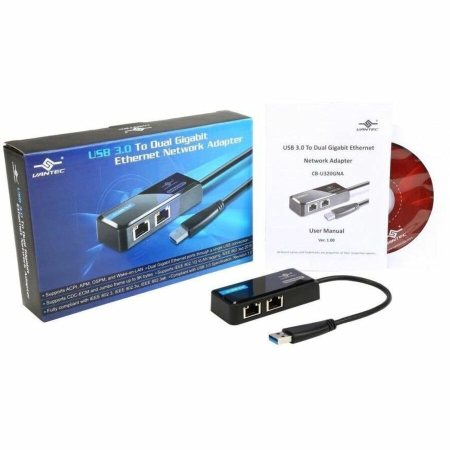 Vantec USB 3.0 To Dual Gigabit Ethernet Network Adapter