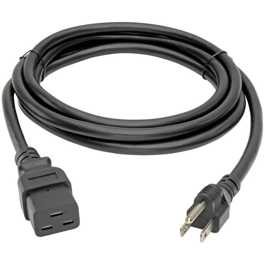 Eaton Tripp Lite Series Computer Power Cord, C19 to NEMA 5-15P - Heavy-Duty, 15A, 125V, 14 AWG, 8 ft. (2.43 m), Black