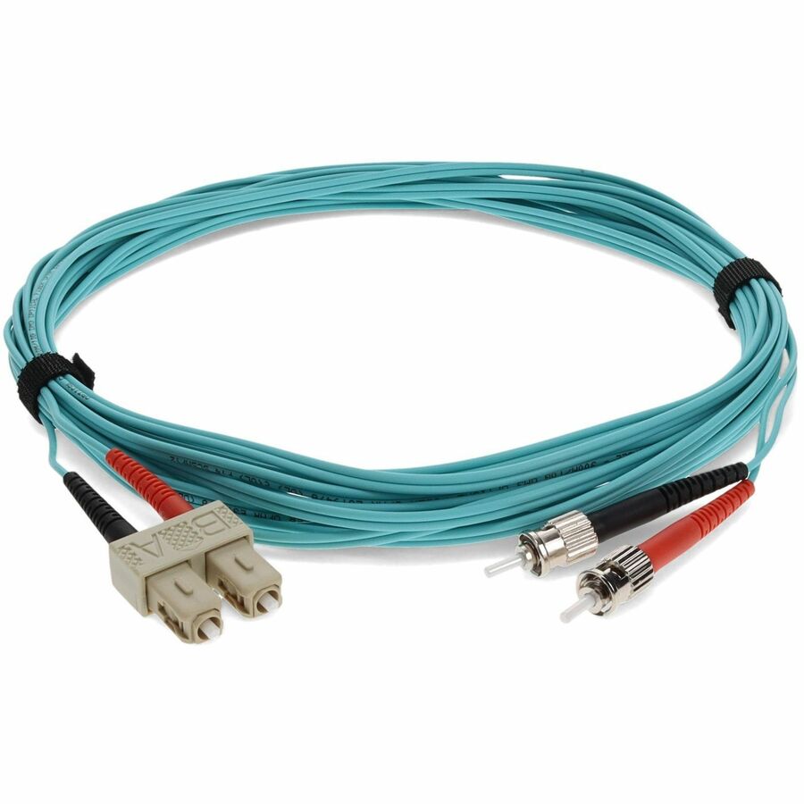 AddOn 6m SC (Male) to ST (Male) Aqua OM3 Duplex Fiber OFNR (Riser-Rated) Patch Cable