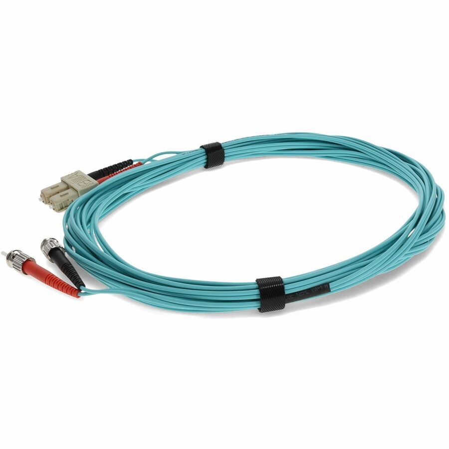 AddOn 6m SC (Male) to ST (Male) Aqua OM3 Duplex Fiber OFNR (Riser-Rated) Patch Cable