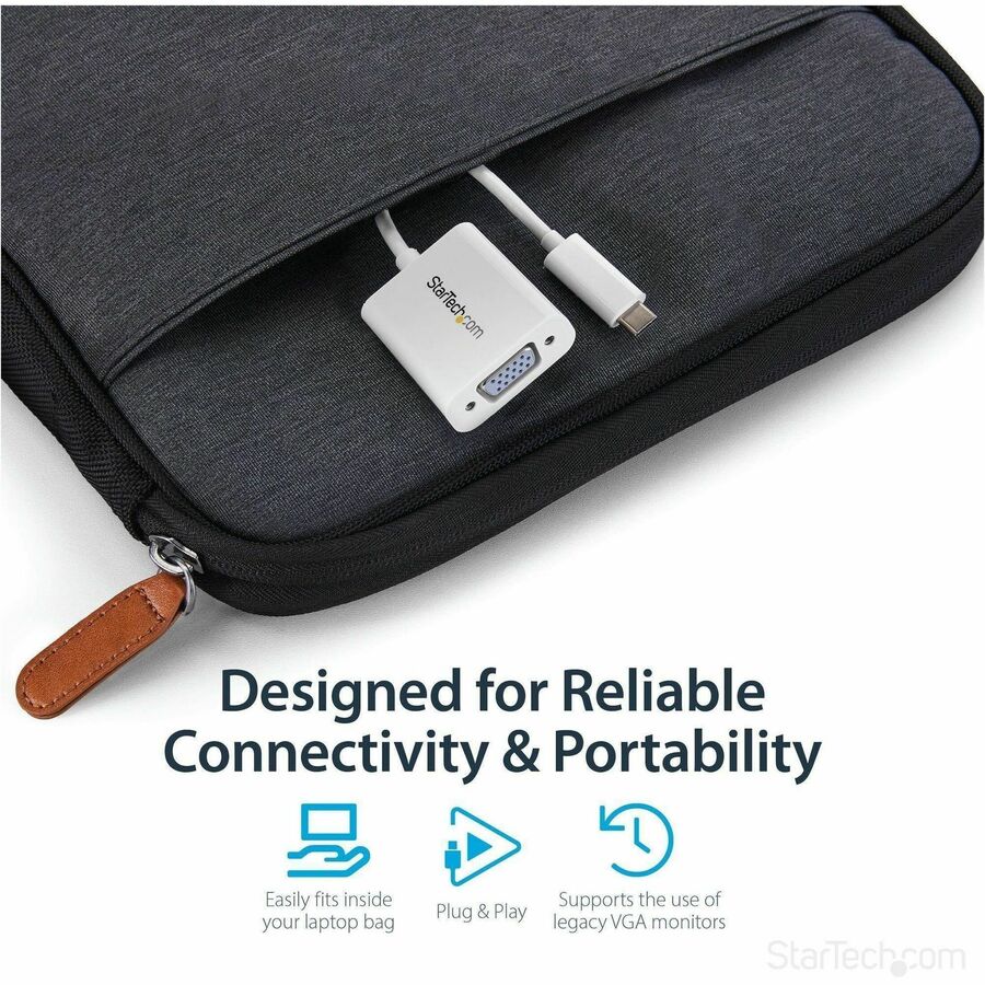 StarTech.com USB-C to VGA Adapter - White - Thunderbolt 3 Compatible - USB C Adapter - USB Type C to VGA Dongle Converter