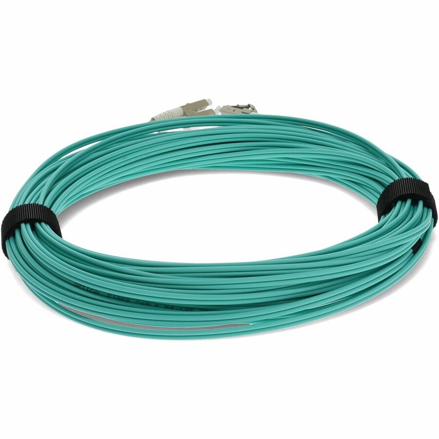 AddOn 50m HP AJ839A Compatible LC (Male) to LC (Male) Aqua OM3 Duplex Fiber OFNR (Riser-Rated) Patch Cable