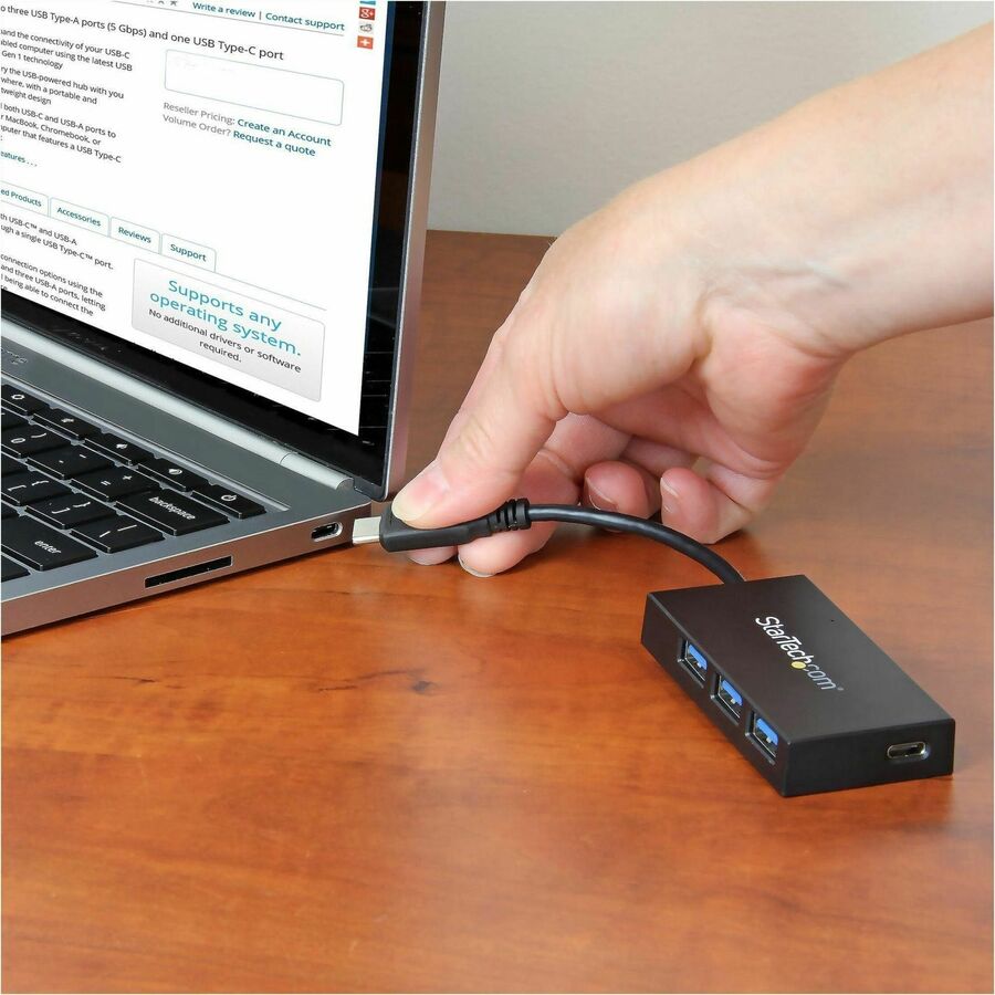 StarTech.com USB C Hub â€" 4 Port USB-C to USB-A (3x) and USB-C (1x) â€" Bus Powered USB Hub â€" USB Type C Hub â€" Port Expander