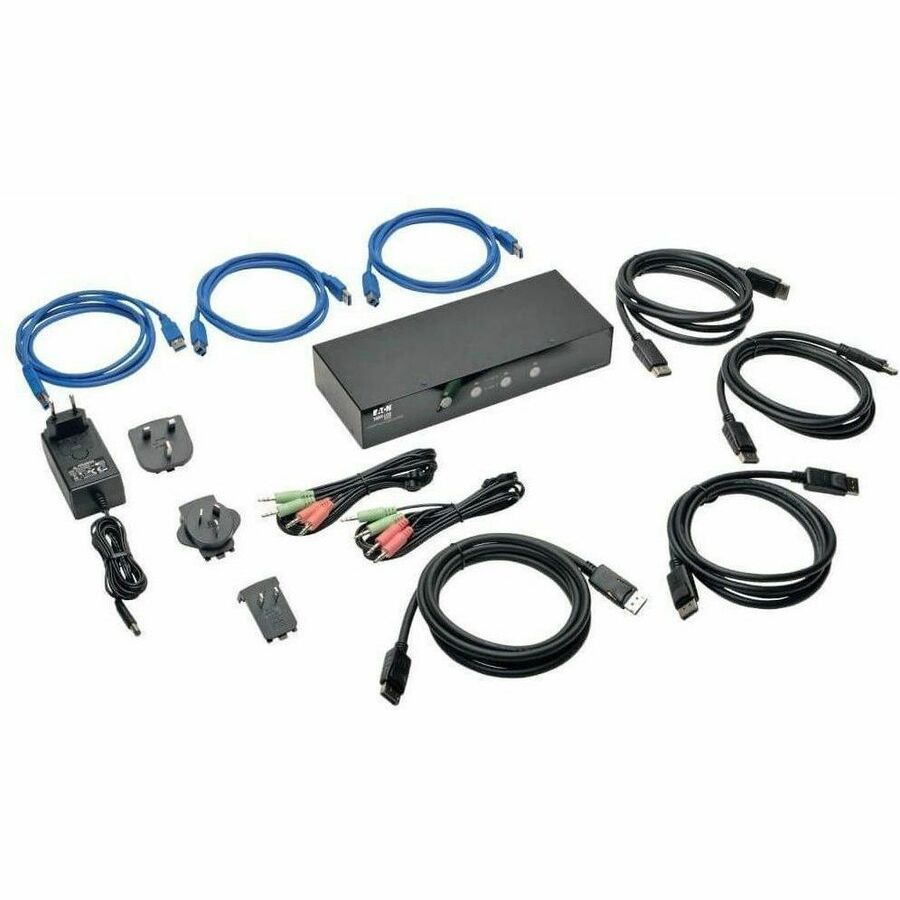 Eaton Tripp Lite Series 4-Port DisplayPort KVM Switch with Audio, Cables and USB 3.0 SuperSpeed Hub