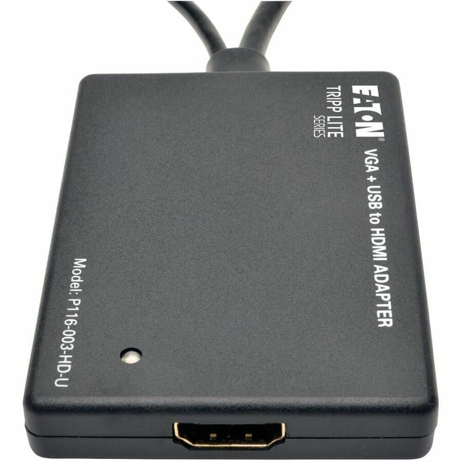 Eaton Tripp Lite Series VGA to HDMI Active Adapter Cable with Audio and USB Power (M/F), 1080p, 6 in. (15.2 cm)