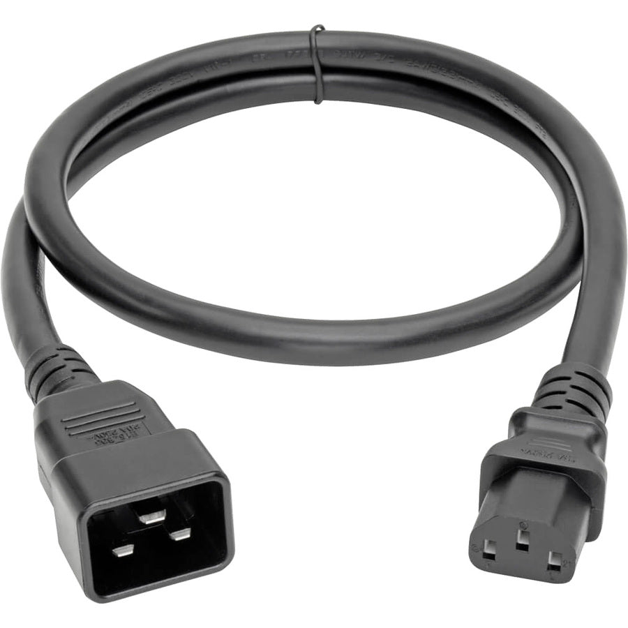 Eaton Tripp Lite Series C20 to C13 Power Cord for Computer - Heavy-Duty, 15A, 100-250V, 14 AWG, 3 ft. (0.91 m), Black
