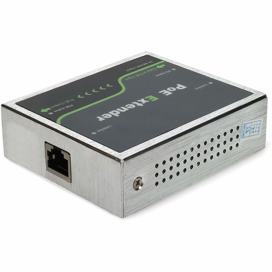 AddOn Gigabit PoE Extender: 1-Port In / 1-Port Out 10/100/1000M PoE Copper Ethernet RJ45 Extender for Cat5e or Better.