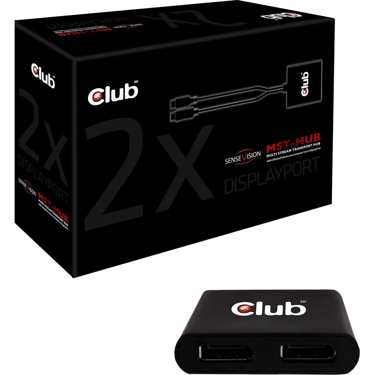 Club 3D Multi Stream Transport (MST) Hub DisplayPort 1-2