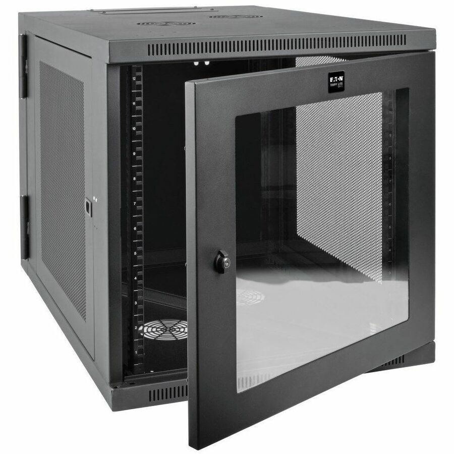 Eaton Tripp Lite Series SmartRack 12U Server-Depth Wall-Mount Small Rack Enclosure, Clear Acrylic Window, Hinged Back