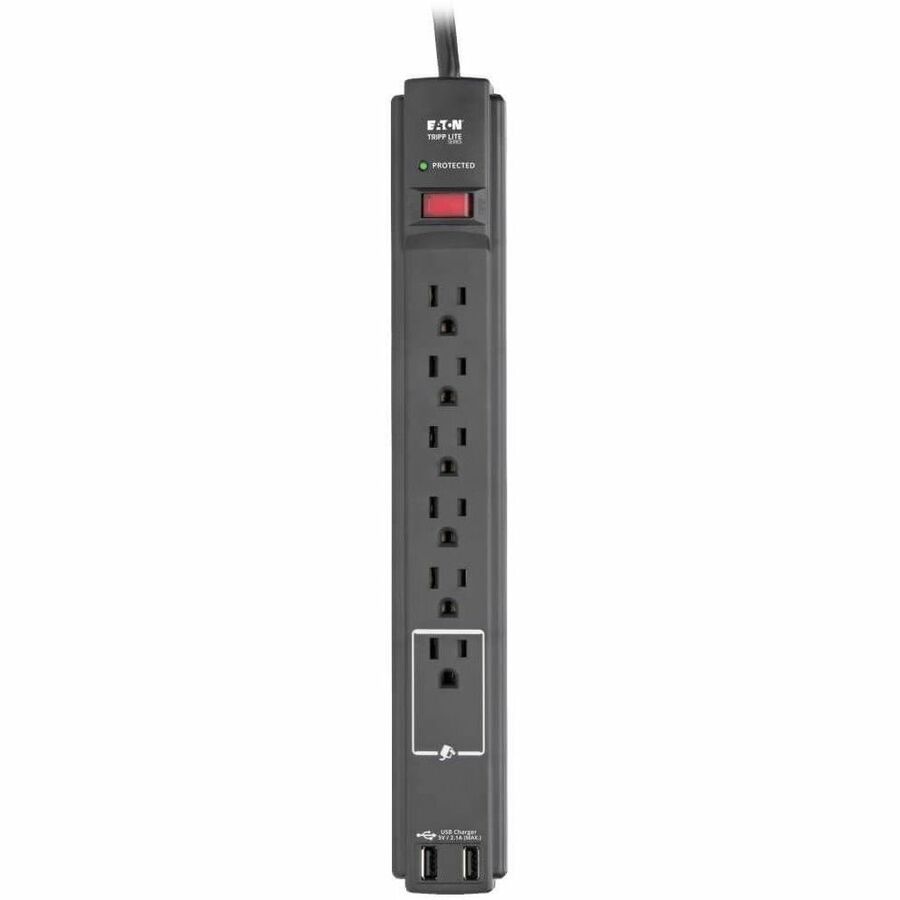 Eaton Tripp Lite Series Protect It! 6-Outlet Surge Protector, 6 ft. Cord, 990 Joules, 2 USB Ports (2.1A), Black Housing