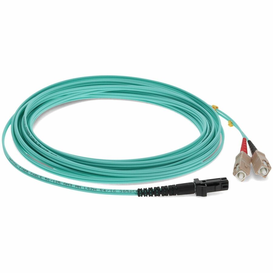 AddOn 7m MT-RJ (Male) to SC (Male) Aqua OM3 Duplex Fiber OFNR (Riser-Rated) Patch Cable