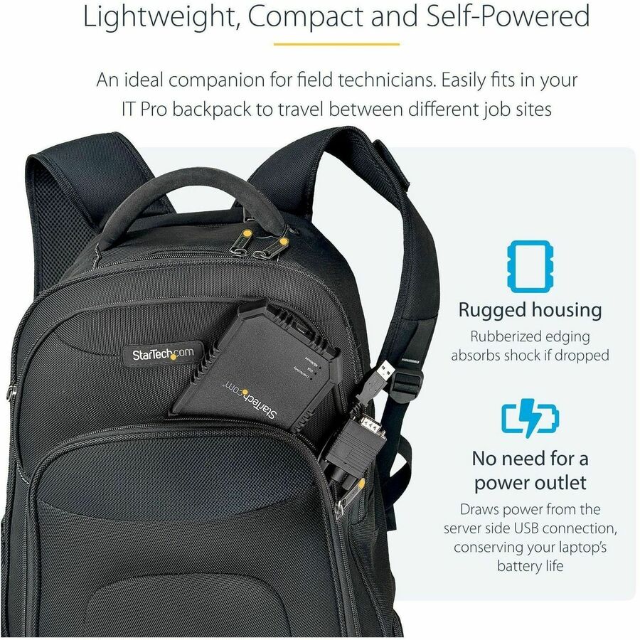 StarTech.com Laptop to Server KVM Console, Rugged USB Crash Cart Adapter with File Transfer and Video Capture, TAA