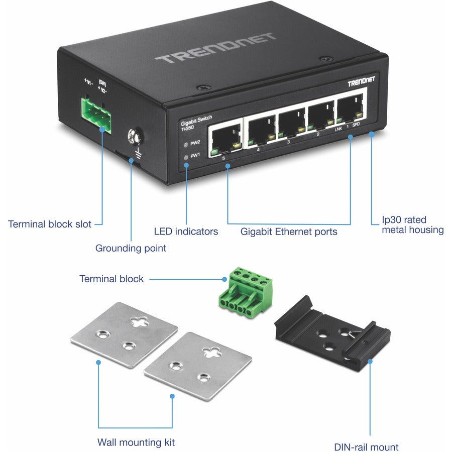 5Port HI Gigabit DinRailSwitch
