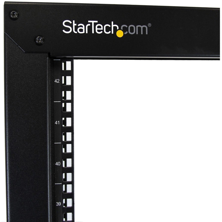 StarTech.com 2-Post 42U Mobile Open Frame Server Rack, Two Post 19in Network Rack with Casters, Rolling Open Rack for AV/Data/IT Equipment