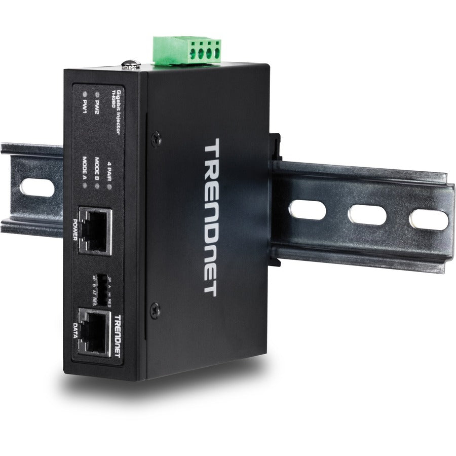 TRENDnet Hardened Industrial 60W Gigabit PoE+ Injector, DIN-Rail Mount, IP30 Rated Housing, Includes DIN-rail & Wall Mounts, TI-IG60