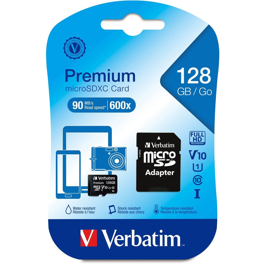 128GB Premium microSDXC Memory Card with Adapter, UHS-I Class 10
