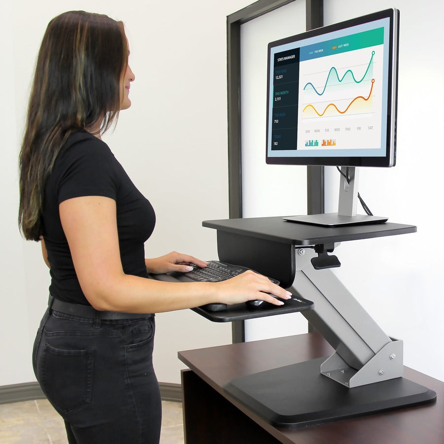 StarTech.com Height Adjustable Standing Desk Converter - Sit Stand Desk with One-finger Adjustment - Ergonomic Desk