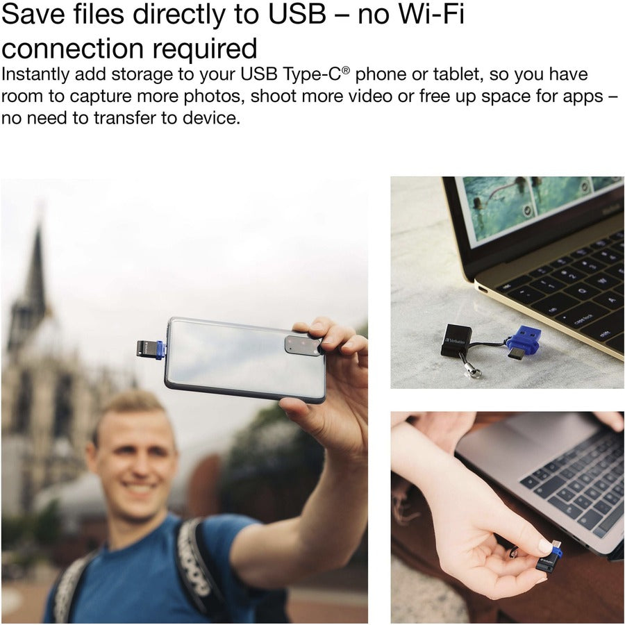 32GB Store 'n' Go Dual USB 3.0 Flash Drive for USB-C™ Devices - Blue