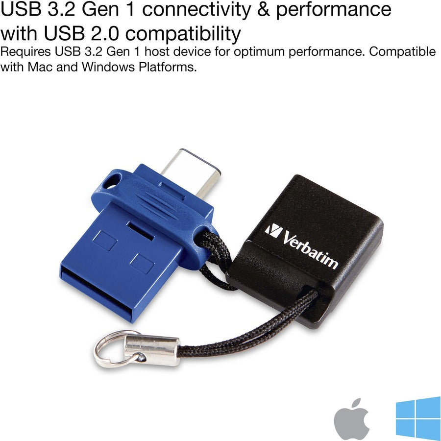 32GB Store 'n' Go Dual USB 3.0 Flash Drive for USB-C™ Devices - Blue