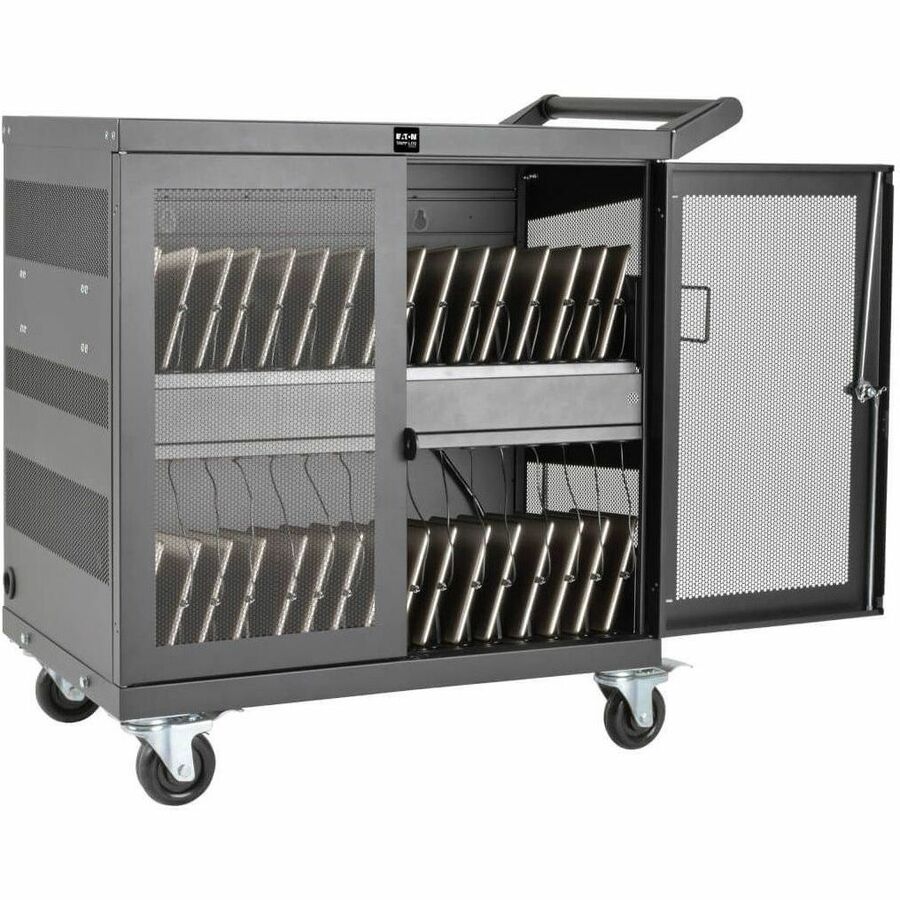 Eaton Tripp Lite Series Multi-Device Charging Cart, 32 USB Ports, iPad and Android Tablets, Wall-Mount Option, Black