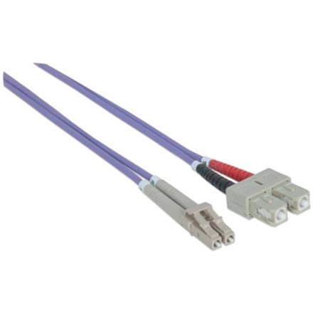 Intellinet Network Solutions Fiber Optic Patch Cable, LC/SC, OM4, 50/125, Multimode, Duplex, Violet, 10 ft (3 m)