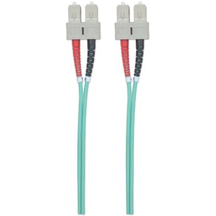 Intellinet Network Solutions Fiber Optic Patch Cable, SC/SC, OM3, 50/125, Multimode, Duplex, Aqua, 10 ft (3 m)