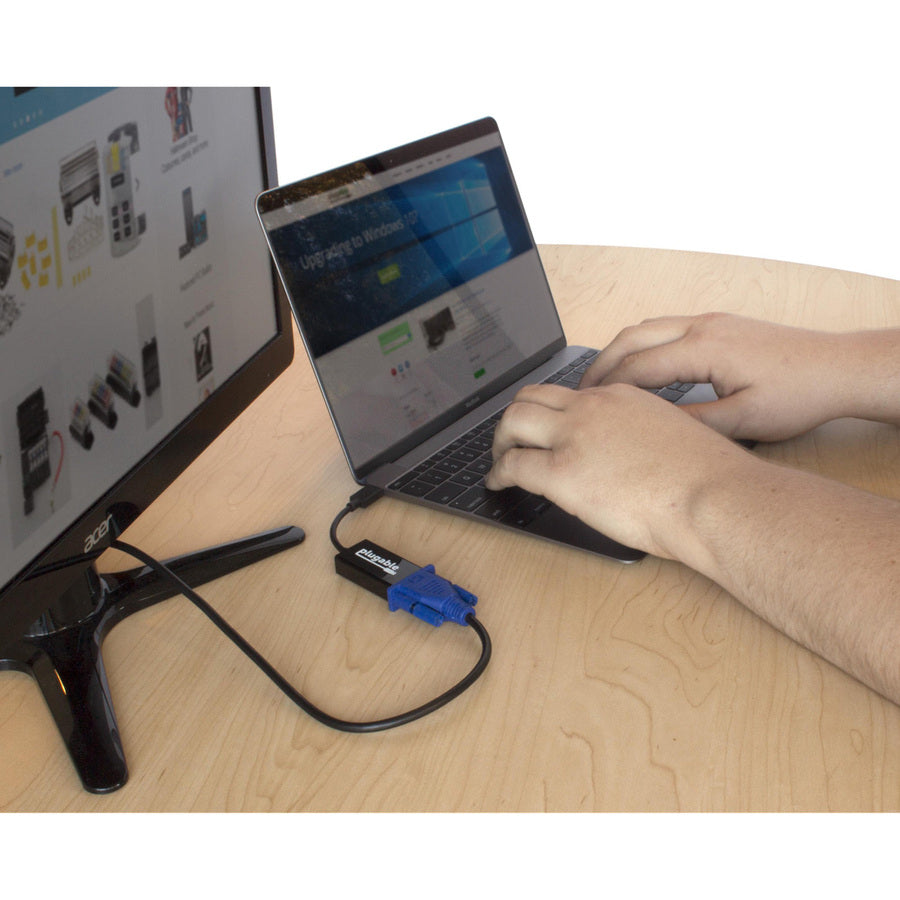 Plugable USB C to VGA Adapter Compatible with 2018 iPad Pro, 2018 MacBook Air, 2018 MacBook Pro, Surface Book 2, Thunderbolt 3 & More