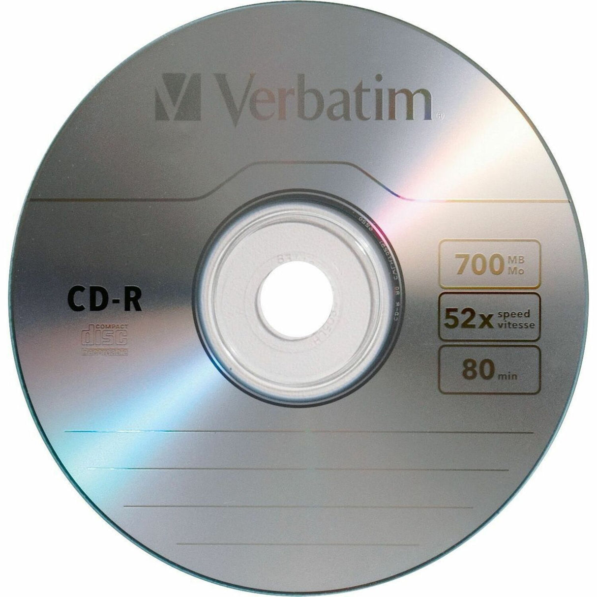 Verbatim CD-R 700MB 52X with Branded Surface - 1pk Slim Case