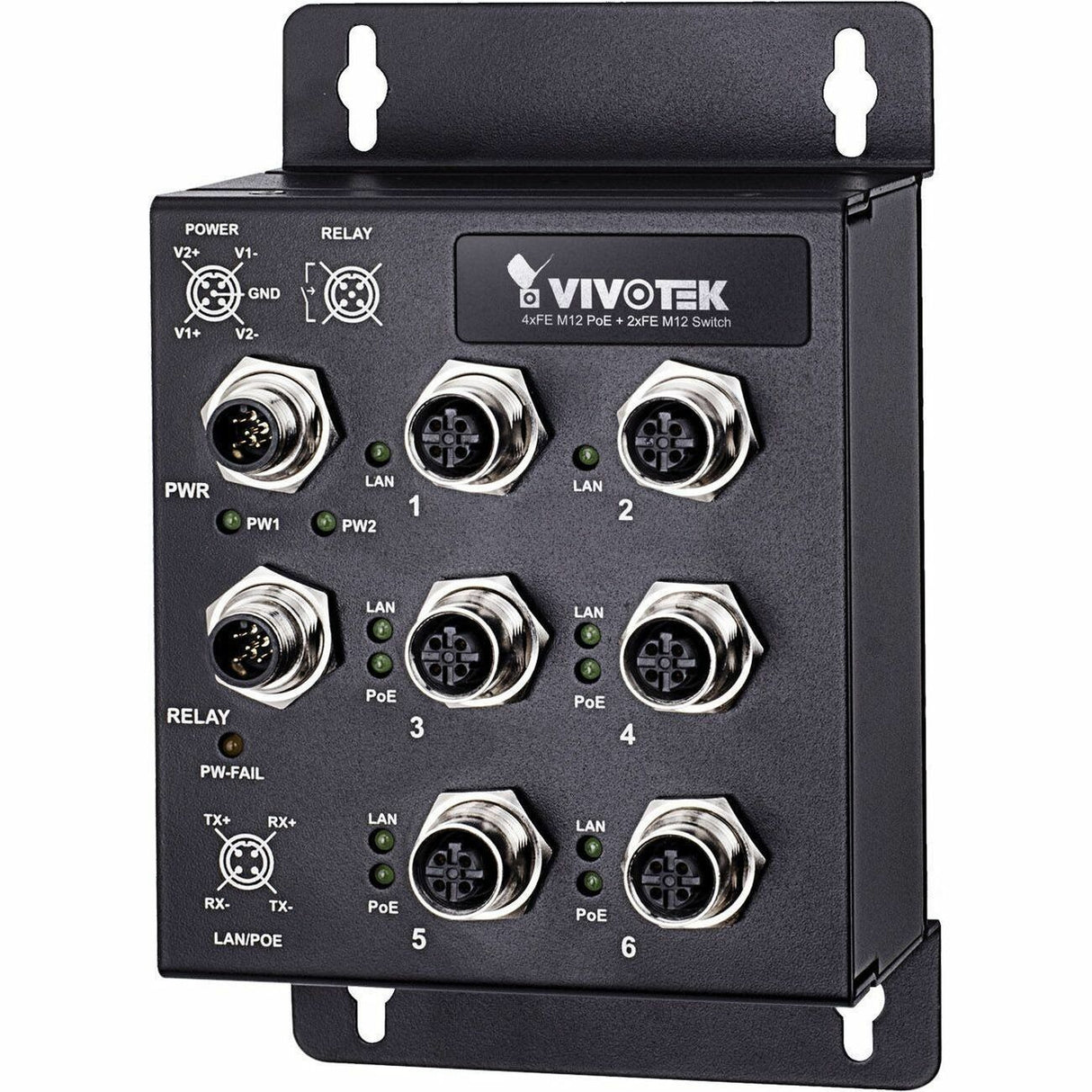 Vivotek Industrial EN50155 4xFE M12 PoE + 2xFE M12 Switch
