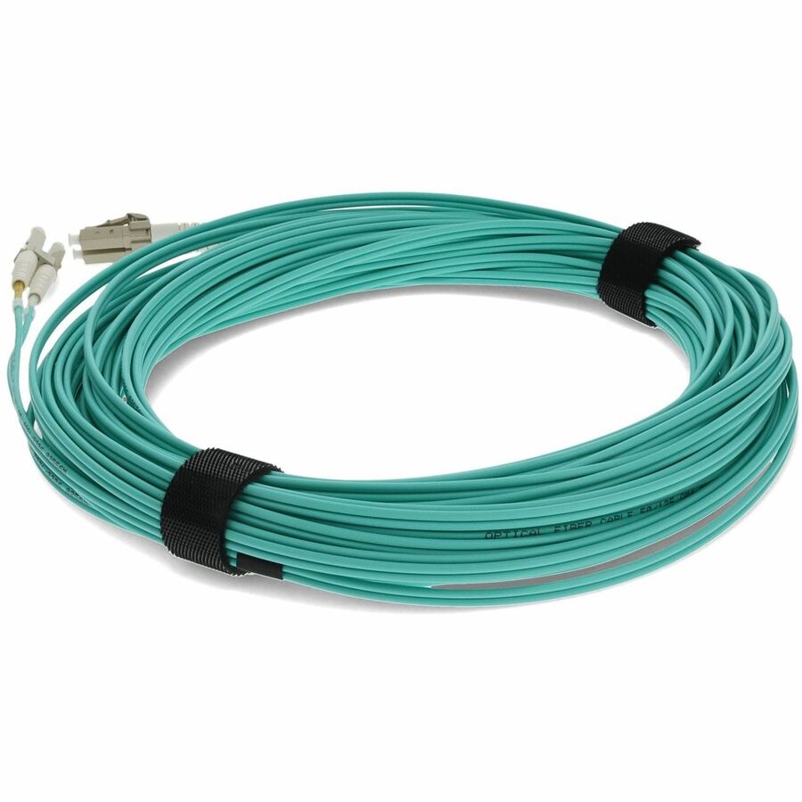 AddOn 50m HP QK737A Compatible LC (Male) to LC (Male) Aqua OM4 Duplex Fiber OFNR (Riser-Rated) Patch Cable