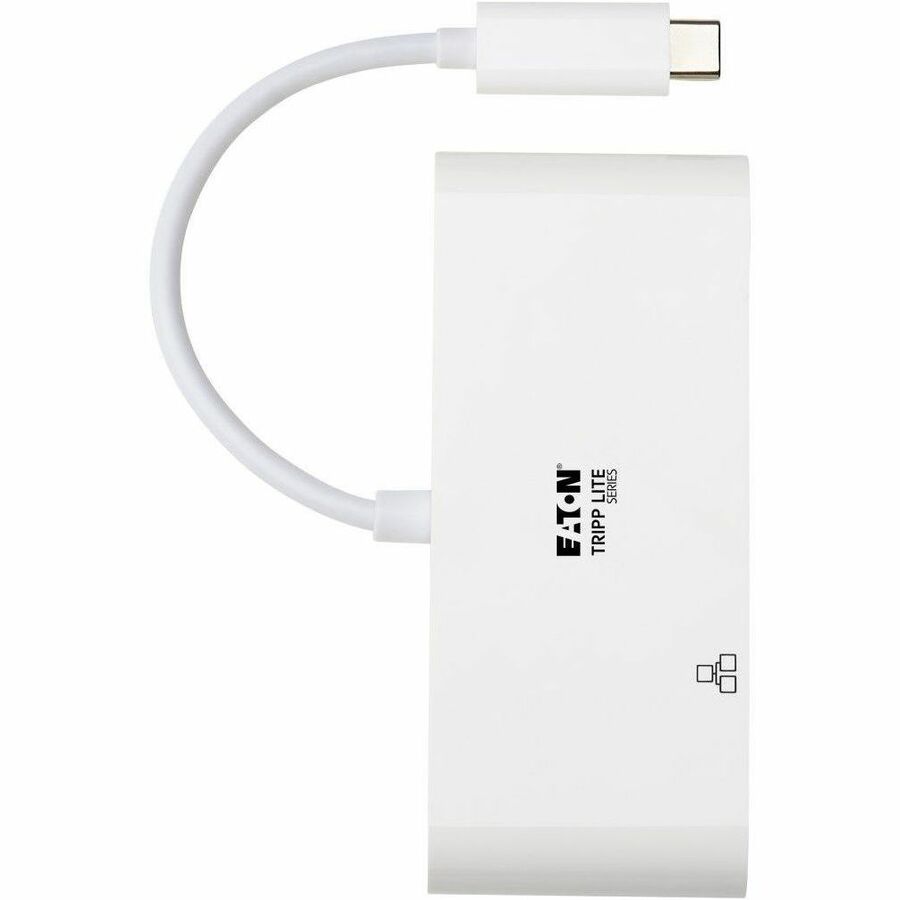 Eaton Tripp Lite Series 3-Port USB-C Hub - USB 3.x (5Gpbs) Hub Ports, Gigabit Ethernet, 60W PD Charging, White