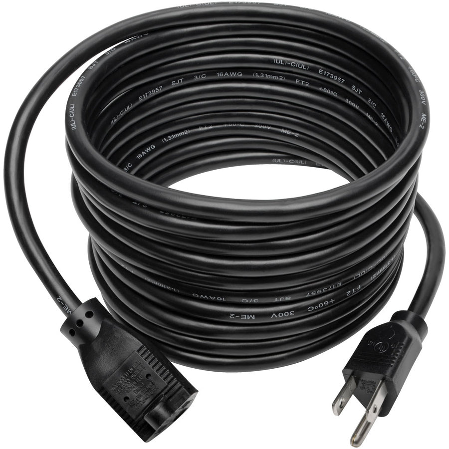 Eaton Tripp Lite Series Power Extension Cord, NEMA 5-15P to NEMA 5-15R - 13A, 120V, 16 AWG, 15 ft. (4.57 m), Black