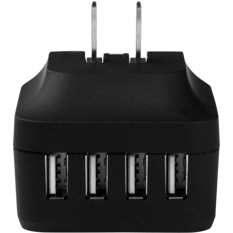 StarTech.com Travel USB Wall Charger â€" 4 Port â€" Black â€" Universal Travel Adapter â€" International Power Adapter â€" USB Charger