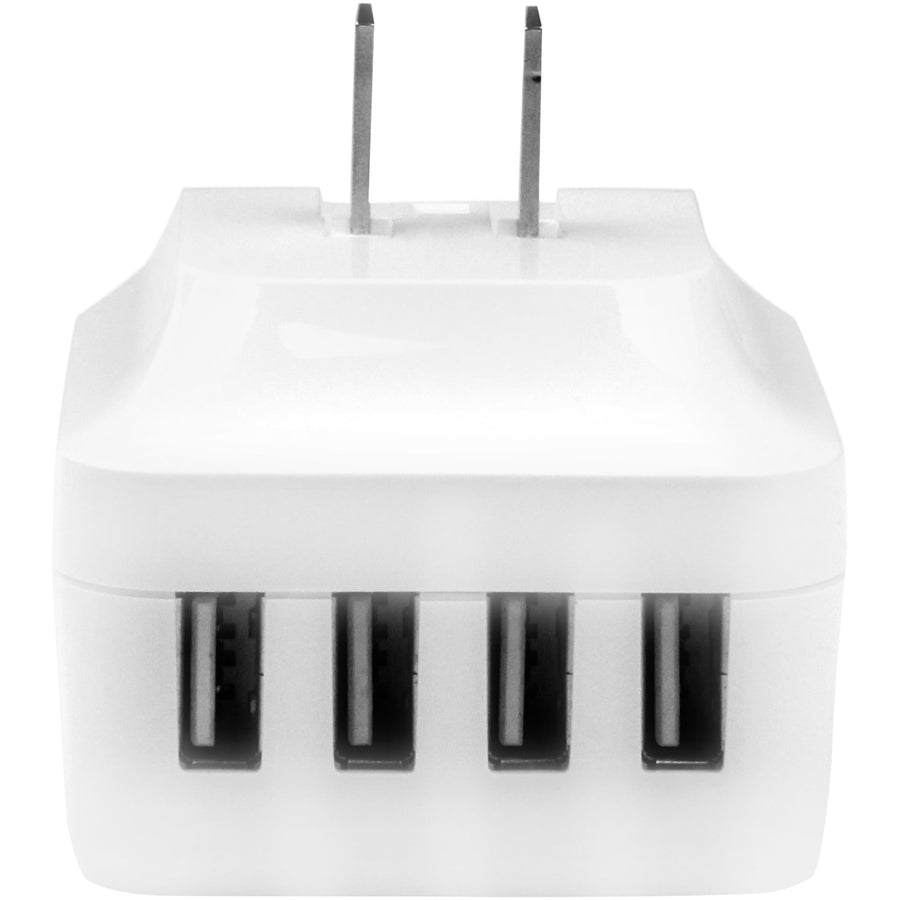 StarTech.com Travel USB Wall Charger â€" 4 Port â€" White â€" Universal Travel Adapter â€" International Power Adapter â€" USB Charger