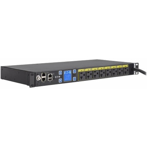 Eaton Managed rack PDU, 1U, 5-20P, L5-20P input, 1.44 kW max, 120V, 12A, 10 ft cord, Single-phase, Outlets: (8) 5-20R