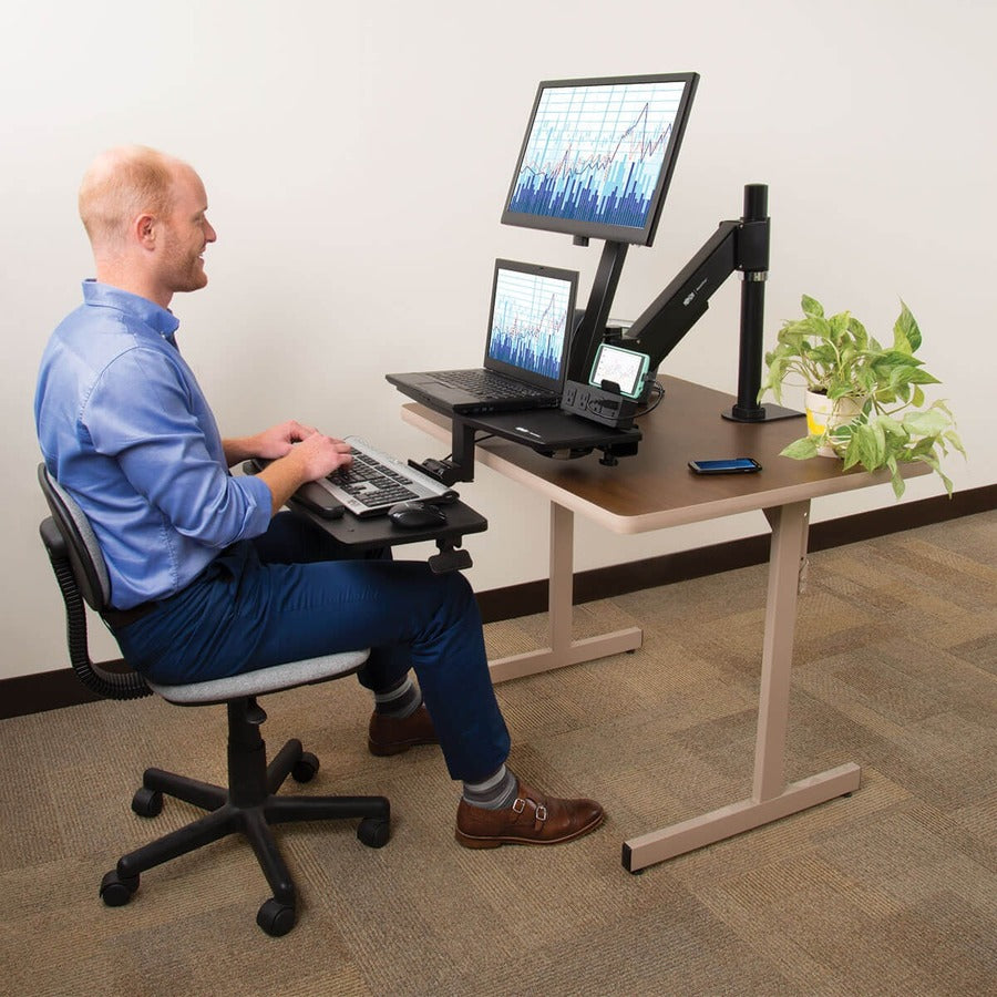 Eaton Tripp Lite Series WorkWise Height-Adjustable Sit-Stand Workstation, Single-Monitor, Clamp-on