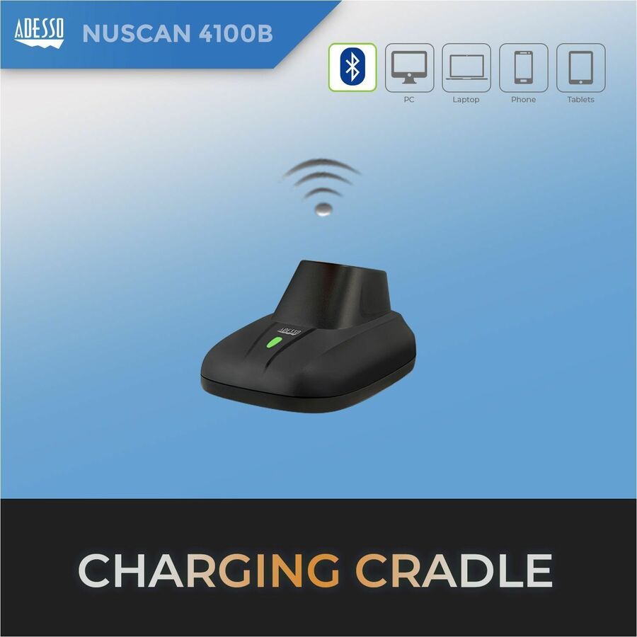 Adesso NuScan 4100B Bluetooth Antimicrobial Waterproof CCD Barcode Scanner