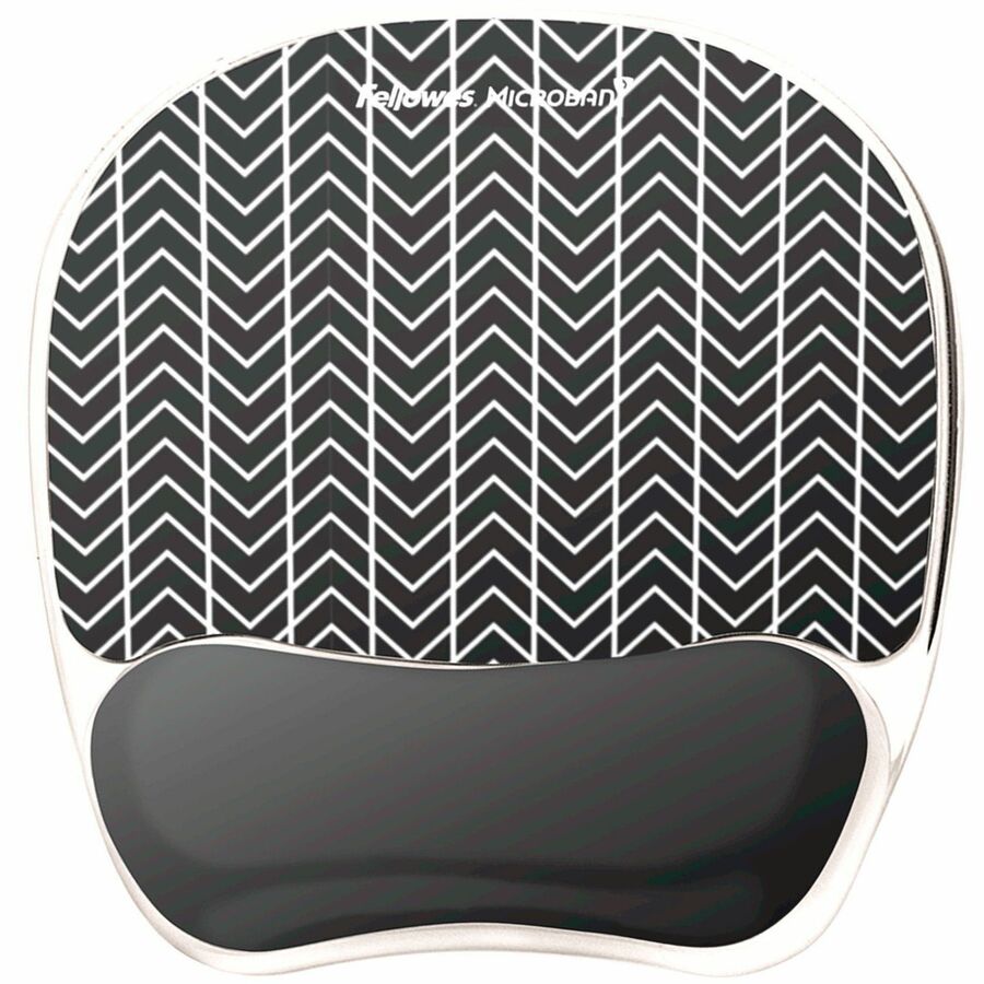 Fellowes Photo Gel Mouse Pad Wrist Rest with Microban® - Black Chevron