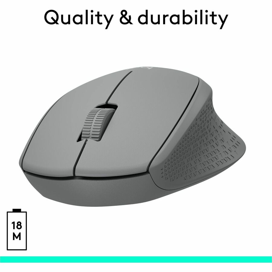 Logitech M330 SILENT PLUS Wireless Mouse, 2.4GHz with USB Receiver, Optical Tracking, Quiet & Lightweight, Gray