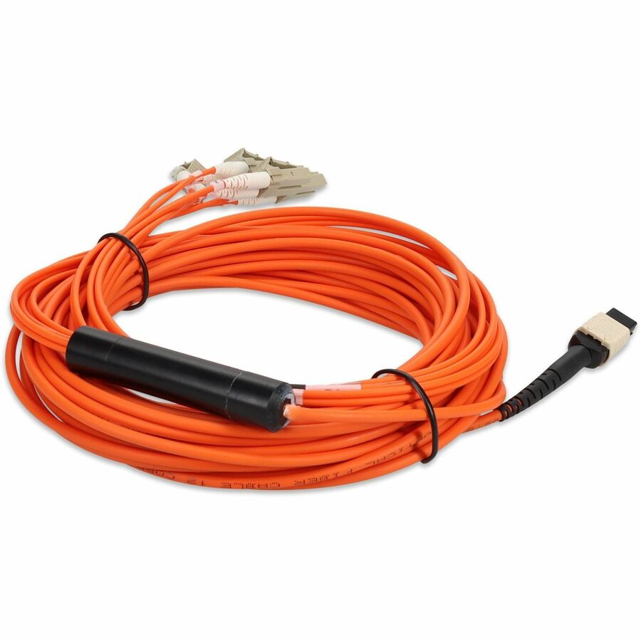 AddOn 9m MPO (Female) to 8xLC (Male) 8-Strand Orange OM1 Fiber Fanout Cable